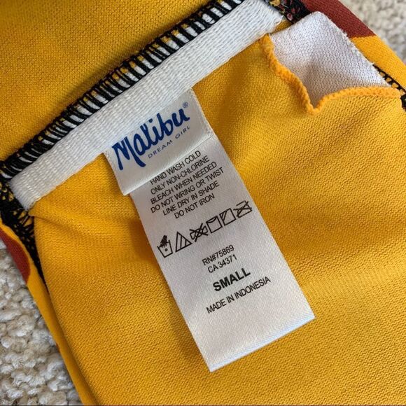 Malibu dream girl orange camo eyelet Lace-up bandeau bikini top Sz S NWOT - Picture 10 of 12